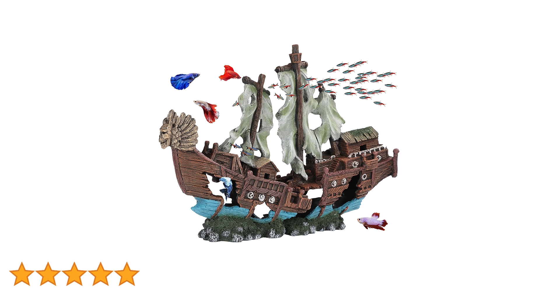 Amazon.co.jp: UNEAK – 大型難破船水族館装飾オーナメント 帆付き (2